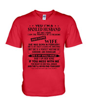Load image into Gallery viewer, I'm A Spolied Husband But Not Yours  - Awesome Wife Was Born In February Guys V-Neck
