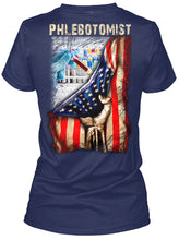 Load image into Gallery viewer, Philebotomist American Flag Special Custom Design Personalized Job Gift Ladies Tee
