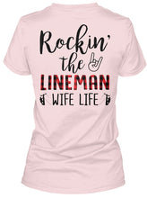 Load image into Gallery viewer, Rocking The Lineman Wife Life Special Custom Design Ladies V-Neck

