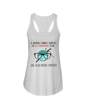 Load image into Gallery viewer, A Woman Can't Survive On Self-quarantine Alone ALso Needs Her Crochet Ladies Flowy Tank
