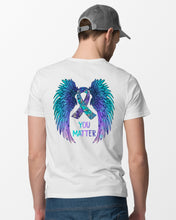 Load image into Gallery viewer, You Matter Ribbon Awareness With Angel Wings Guys Tee
