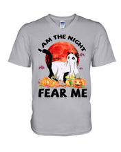 Load image into Gallery viewer, I Am The Night Fear Me Ghost Cat Gift For Cat Lovers Guys V-Neck
