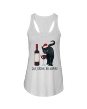 Load image into Gallery viewer, Cat Drink And Be Merry Meaningful Gift For Women Ladies Flowy Tank
