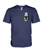 Load image into Gallery viewer, Cat In Your Front Pocket Great Gift For Cat Lovers Guys V-Neck
