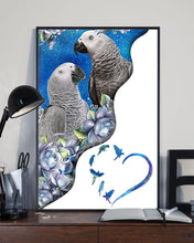 Load image into Gallery viewer, Magical Gray Couple African Parrot Gift For Bird Lovers Vertical Poster
