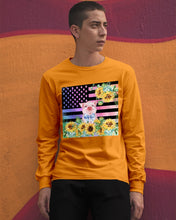 Load image into Gallery viewer, Pig America Flag Sunflower Special Custom Design Unisex Long Sleeve
