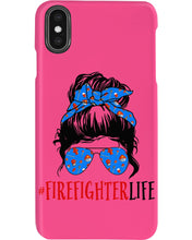 Load image into Gallery viewer, Firefighter Make You Life Safe Lady With Blue Ribbonhead Gift For Women Phone case
