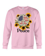Load image into Gallery viewer, Peace Sign Sunflower Birthday Gift For Girls Sweatshirt
