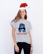 Load image into Gallery viewer, Firefighter Make You Life Safe Lady With Blue Ribbonhead Gift For Women Guys Tee
