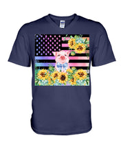 Load image into Gallery viewer, Pig America Flag Sunflower Special Custom Design Guys V-Neck
