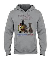 Load image into Gallery viewer, Everything Will Be Just Fine As Long As There Are Great Dane And Wine Gift For Dog Lovers Hoodie

