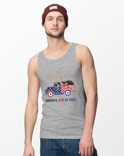 Load image into Gallery viewer, America 4th Of July Truck Pug Gift For Dog Lovers Unisex Tank Top
