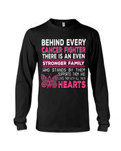 Load image into Gallery viewer, Behind Every Breast Cancer Fighter There Is An Even Stronger Family Unisex Long Sleeve
