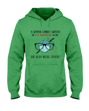 Load image into Gallery viewer, A Woman Can't Survive On Self-quarantine Alone ALso Needs Her Crochet Hoodie
