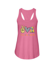 Load image into Gallery viewer, Peace Love Live  Special Custom Design For Dog Lovers Ladies Flowy Tank
