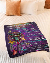 Load image into Gallery viewer, Owl Dreamcatcher Dad Gift For Daughter Believe In Yourself Fleece Blanket
