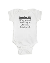 Load image into Gallery viewer, Canadian  Girl My Face Definitely Will Say It For Personalized Nation Gift Baby Onesie
