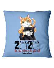 Load image into Gallery viewer, 2020 The Year When Shit Got Real Trending For Cat Lovers Pillow Cover
