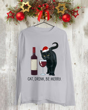 Load image into Gallery viewer, Cat Drink And Be Merry Meaningful Gift For Women Unisex Long Sleeve
