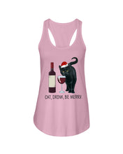 Load image into Gallery viewer, Cat Drink And Be Merry Meaningful Gift For Women Ladies Flowy Tank
