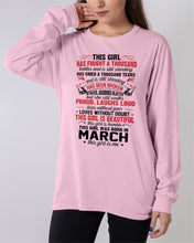 Load image into Gallery viewer, This Girl Has Fought A Thousand This Girl Was Born In March Unisex Long Sleeve
