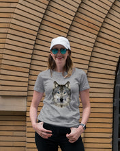 Load image into Gallery viewer, Wolf's Face Simple  Unique Custom Design For Animal Lovers Ladies Tee
