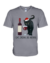 Load image into Gallery viewer, Cat Drink And Be Merry Meaningful Gift For Women Guys V-Neck
