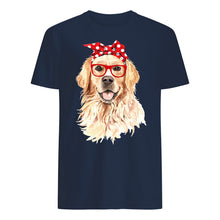 Load image into Gallery viewer, Golden Retriever With Red Polka Dot Ribbon Gift For Dog Lovers Guys Tee
