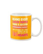 Load image into Gallery viewer, Behind Every Breast Cancer Fighter There Is An Even Stronger Family Mug
