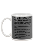 Load image into Gallery viewer, 5 Things You Should Know About My April Grandpa For Birthday Gift Mug
