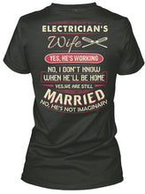 Load image into Gallery viewer, Electrician's Wife He's Working I Don't Know Ladies V-Neck
