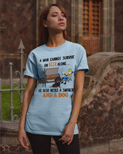 Load image into Gallery viewer, A Man Loves Beer And Dachshund Gift For Dog Lovers Guys Tee
