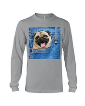 Load image into Gallery viewer, baby Pug In Denim Pocket Gift For Dog Lovers Unisex Long Sleeve
