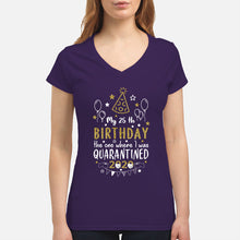 Load image into Gallery viewer, Vintage Funny My 45th Birthday The One Where I Was Quarantined Ladies V-Neck
