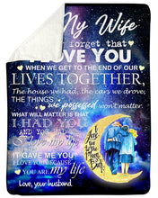 Load image into Gallery viewer, Galaxy Husband Gift For Wife Love You To The Moon And Back Sherpa Blanket
