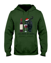 Load image into Gallery viewer, Cat Drink And Be Merry Meaningful Gift For Women Hoodie
