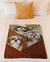 Load image into Gallery viewer, Three Cute Shih Tzu In Bag Gift For Dog Lovers Fleece Blanket
