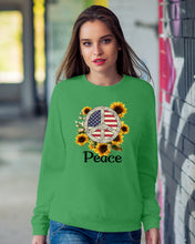Load image into Gallery viewer, Peace Sign Sunflower Birthday Gift For Girls Sweatshirt
