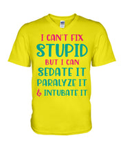 Load image into Gallery viewer, I Can't Fix Stupid But I An Sadate It Gift For Girls Guys V-Neck
