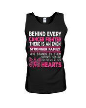 Load image into Gallery viewer, Behind Every Breast Cancer Fighter There Is An Even Stronger Family Unisex Tank Top
