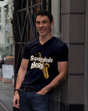 Load image into Gallery viewer, Saxophone Hero Custom Design For Music Instrument  Lovers Guys V-Neck
