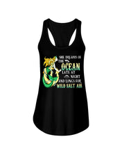 Load image into Gallery viewer, She Dreams Of The Ocean Late At Night And Longs For Wild Salt Air Ladies Flowy Tank
