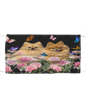Load image into Gallery viewer, Peonies Garden Butterflies Pomeranian Gift For Dog Lovers Cloth Face Mask
