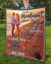 Load image into Gallery viewer, Gift For Husband Sea Turtle On Beach You Make Me A Better Person Fleece Blanket
