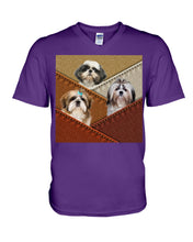 Load image into Gallery viewer, Three Cute Shih Tzu In Bag Gift For Dog Lovers Guys V-Neck
