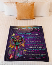 Load image into Gallery viewer, Owl Dreamcatcher Dad Gift For Daughter Believe In Yourself Fleece Blanket
