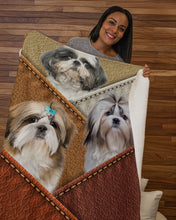 Load image into Gallery viewer, Three Cute Shih Tzu In Bag Gift For Dog Lovers Sherpa Blanket
