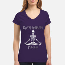 Load image into Gallery viewer, Yoga Iron Skeleton Dark Blue Background Gift For Men Ladies V-Neck

