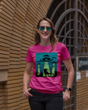 Load image into Gallery viewer, UFA Dinosaur T Rex Sky Full Of Stars Ladies Tee
