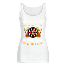 Load image into Gallery viewer, A Man Cannot Survive On Beer Alone He Also Needs Darts Trending Ladies Flowy Tank

